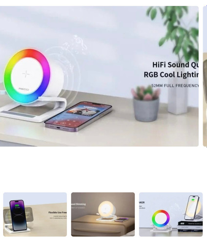 شارژوایرلس و اسپیکر بلوتوثی رومیزی 4 کاره RECCI RSK-W28